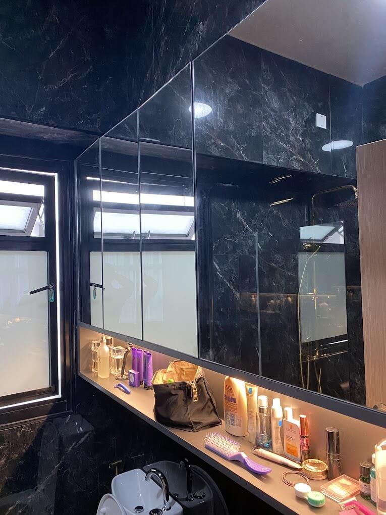 Concealed piping and sanitary ware installation in condominium bathroom