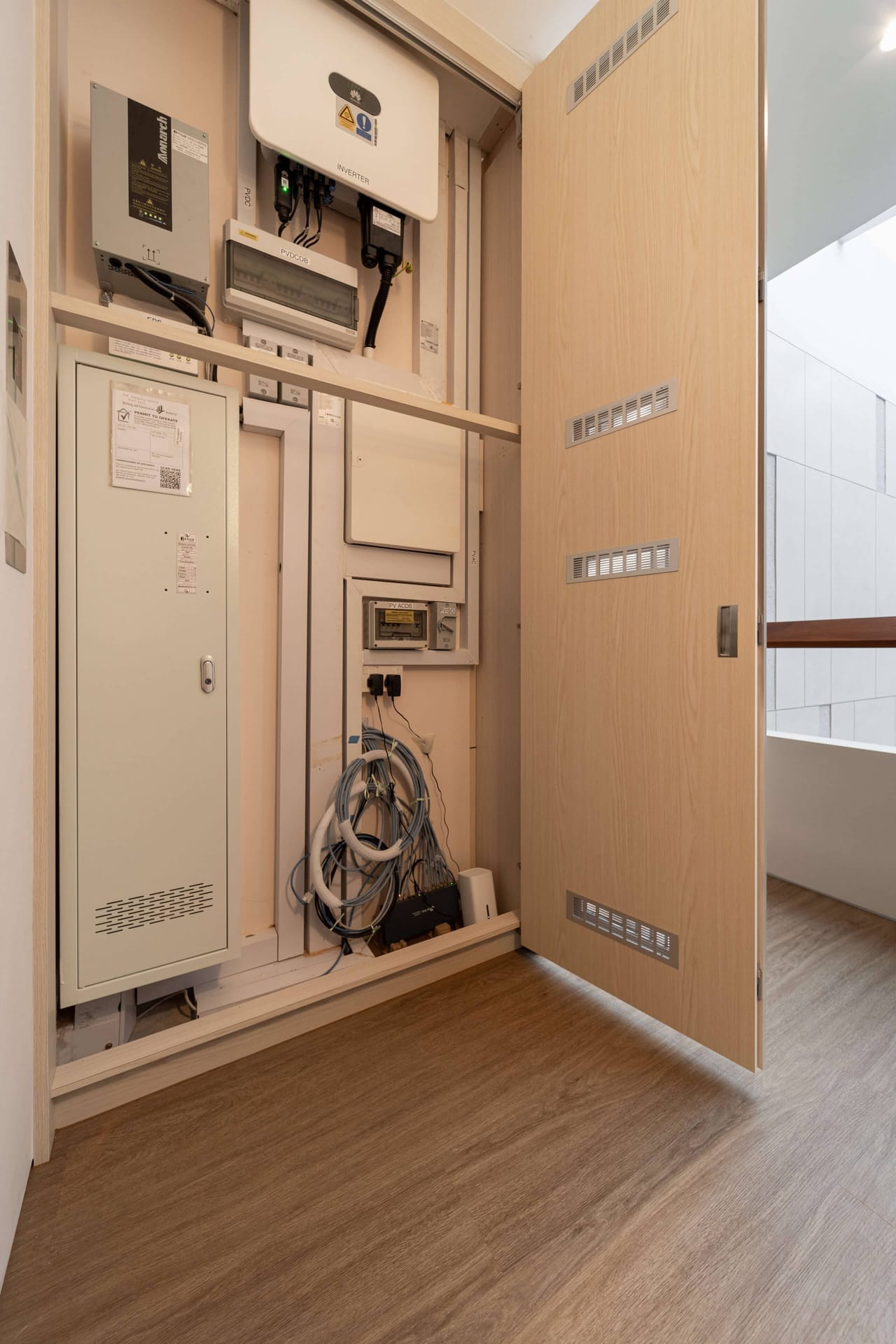 Concealed electrical rewiring and architectural cove lighting setup